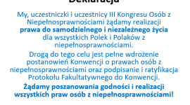 Jednym głosem o potrzebie zmian – III Kongres Osób z Niepełnosprawnościami