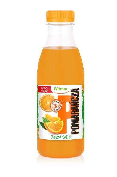 Świeży sok Witmar Pomarańcza Zdrowie, LIFESTYLE - Sok wyciskany z sześciu soczystych pomarańczy. Bez żadnych dodatków. Sprzedawany w wygodnej, zakręcanej butelce.