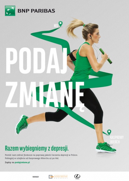 Weź udział i podaj zmianę w najdłuższej charytatywnej sztafecie w Polsce Zdrowie, LIFESTYLE - Ruszyły zapisy na bieg Banku BNP Paribas „Podaj zmianę - razem wybiegnijmy z depresji” , który rozpocznie się 4 czerwca br. na Kasprowym Wierchu, a zakończy 8 czerwca br. na Helu.
